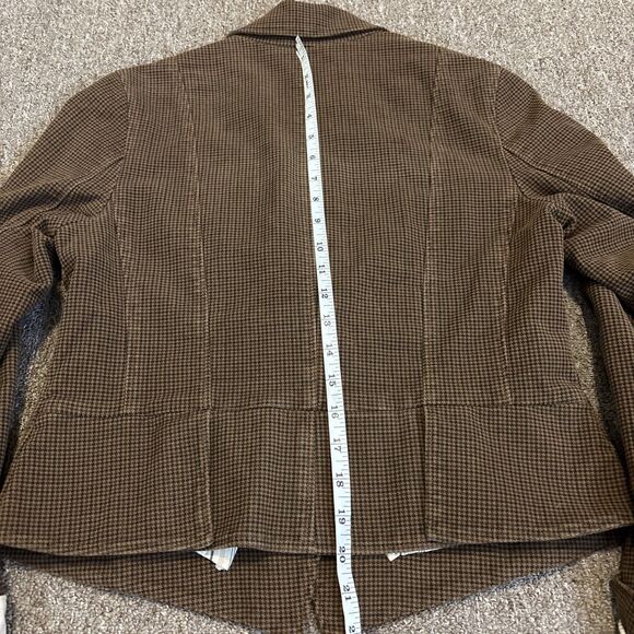 Peruvian Connection Blazer Jacket Tan and Black Houndstooth Plaid US8 Career - Picture 2 of 10